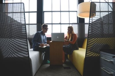 guy lady meeting advising casual office